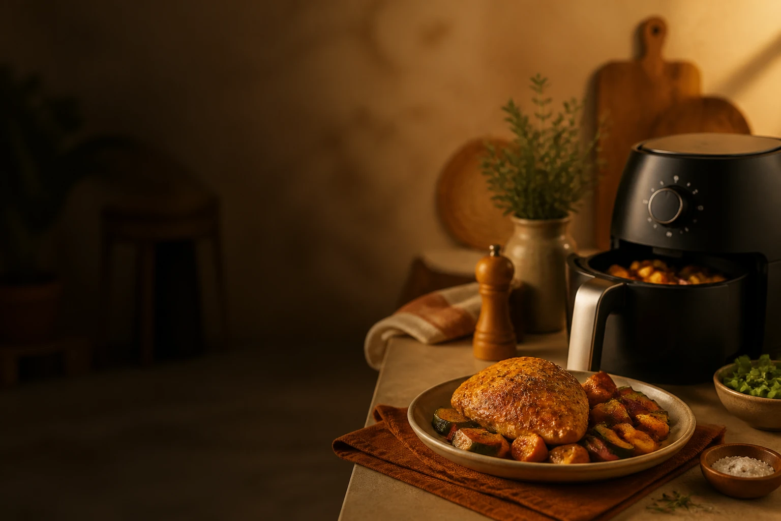 jantar servido na air fryer